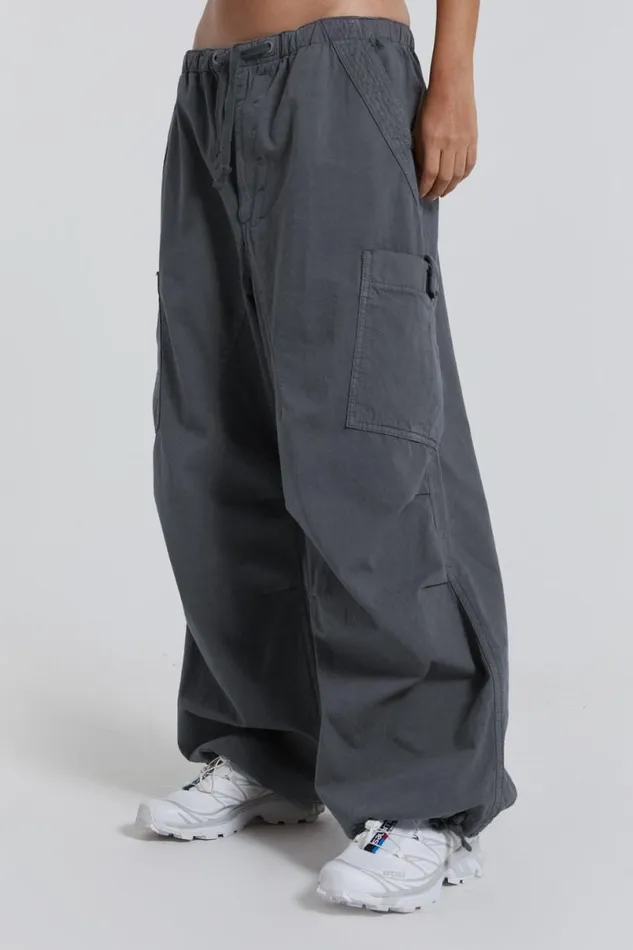 Jaded London Trousers and Pants Women Vintage Grey Parachute Cargo Pants Grey