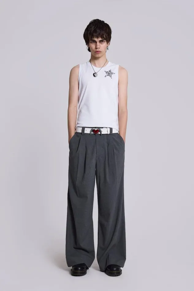 Jaded London Unisex UnisexMen Goliath Grey Suit Pants Grey