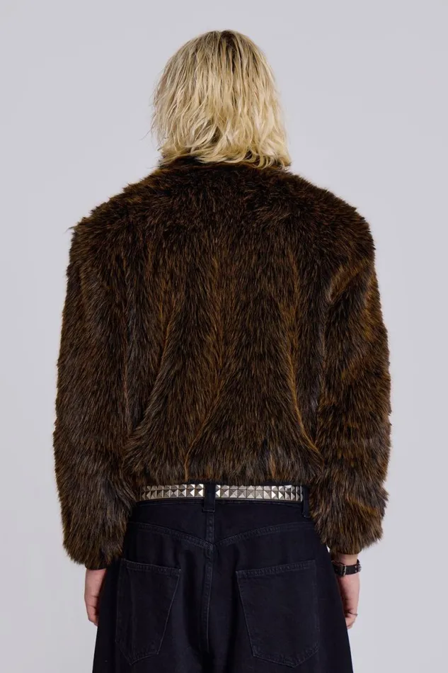 Jaded London Unisex UnisexWomen Brown Mendoza Faux Fur Jacket Brown
