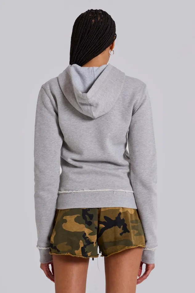 Jaded London Unisex UnisexWomen Grey Marl 039God039 Mini Monster Hoodie Grey