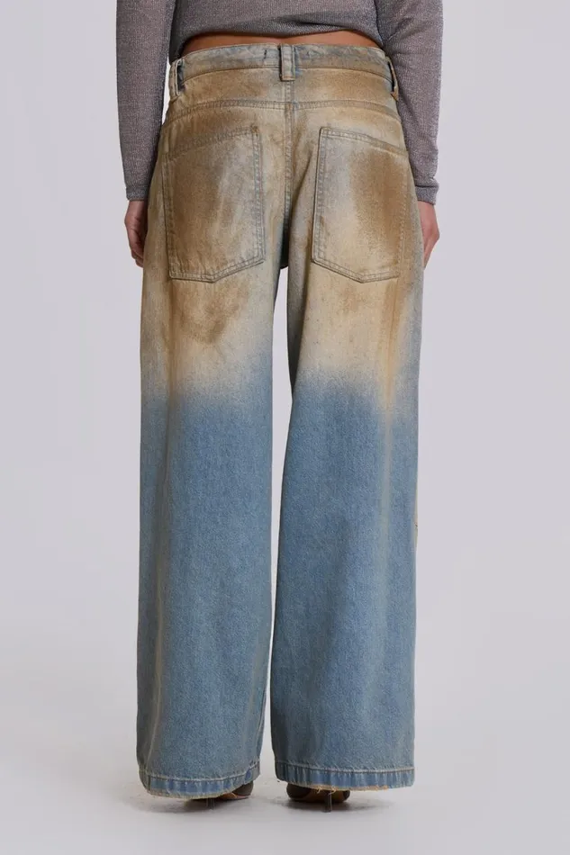 Jaded London Unisex UnisexWomen Mud Wash Colossus Jeans Blue