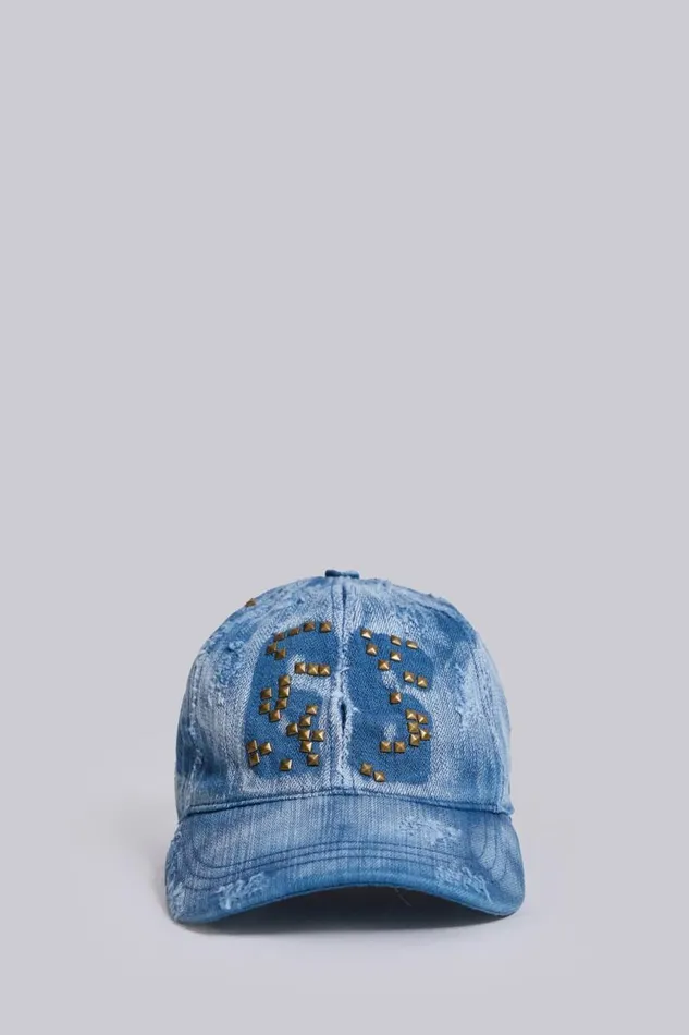 Jaded London Unisex UnisexWomen Route 66 Distressed Studded Cap Blue