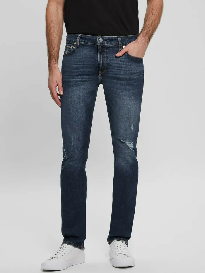 Jeans and Denim Eco Distressed Tapered Jeans Calabasas GUESS Men Jeans and Denim Eco Distressed Tapered Jeans Calabasas GUESS Men