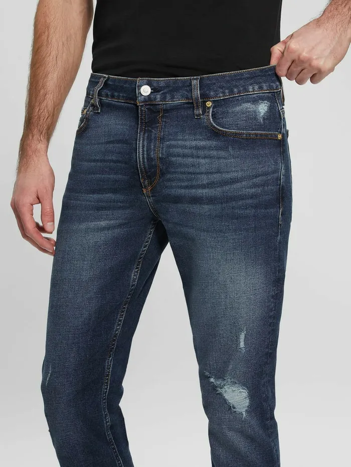 Jeans and Denim Eco Distressed Tapered Jeans Calabasas GUESS Men Jeans and Denim Eco Distressed Tapered Jeans Calabasas GUESS Men