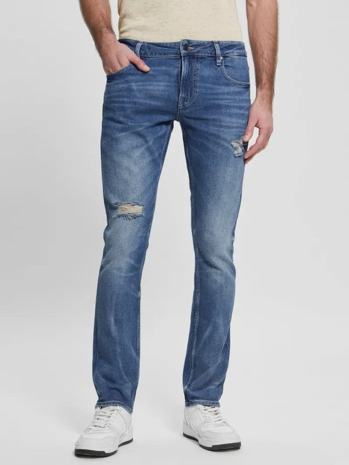 Jeans and Denim GUESS Men Eco Miami Destroyed Skinny Jeans Rower