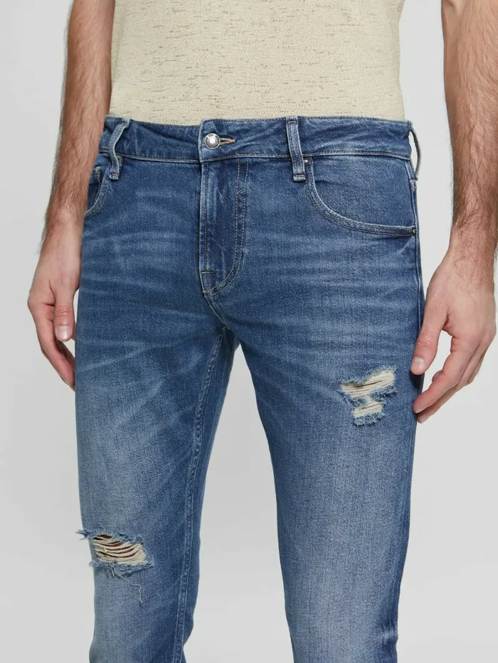 Jeans and Denim GUESS Men Eco Miami Destroyed Skinny Jeans Rower Jeans and Denim GUESS Men Eco Miami Destroyed Skinny Jeans Rower