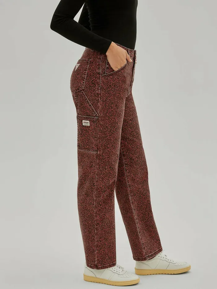 Jeans and Denim GUESS Originals Composition Print Carpenter Jeans Heirloom Red 8211 GUESS Women Jeans and Denim GUESS Originals Composition Print Carpenter Jeans Heirloom Red 8211 GUESS Women