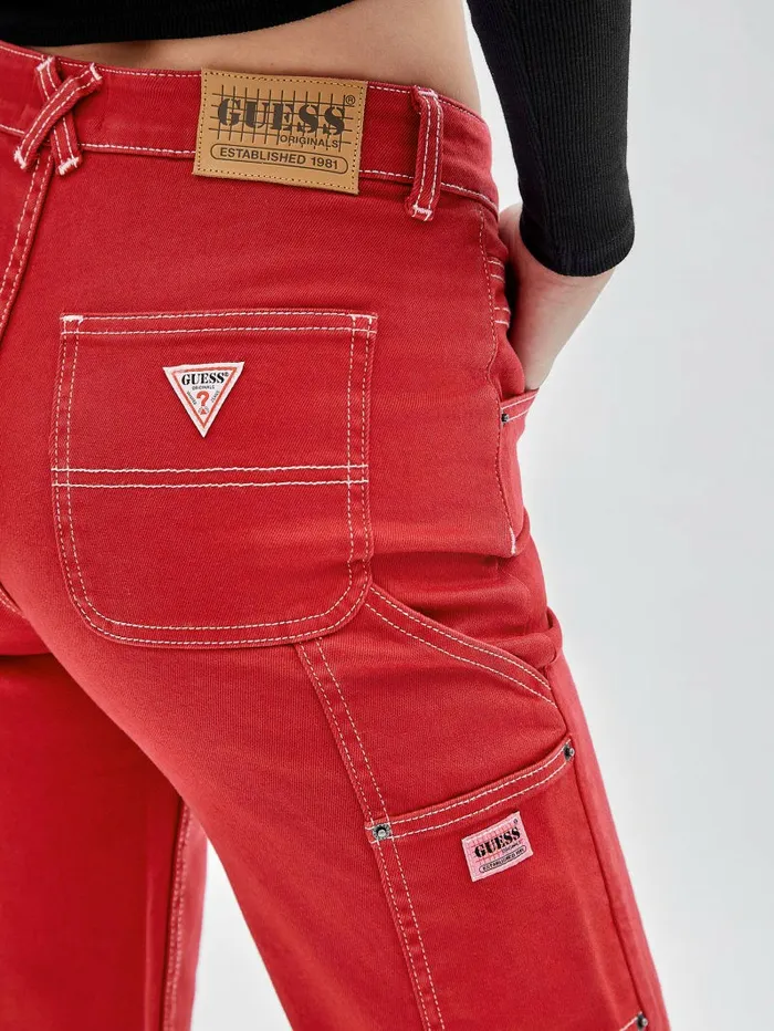 Jeans and Denim GUESS Originals Overdyed Carpenter Jeans Chili Red GUESS Women Jeans and Denim GUESS Originals Overdyed Carpenter Jeans Chili Red GUESS Women