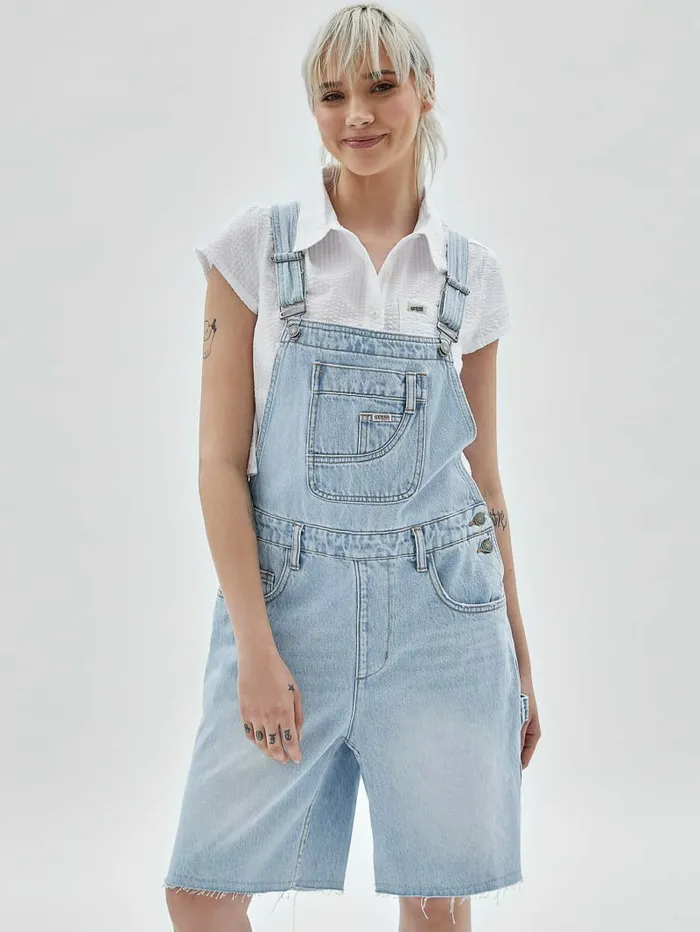 Jeans and Denim Women GUESS Originals Carpenter Shortalls Go Fez Lt Wash GUESS