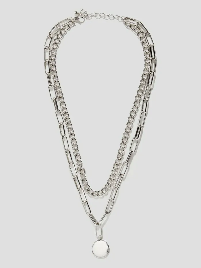 Jewelry GUESS Women SilverTone MultiChain Pendant Necklace Silver