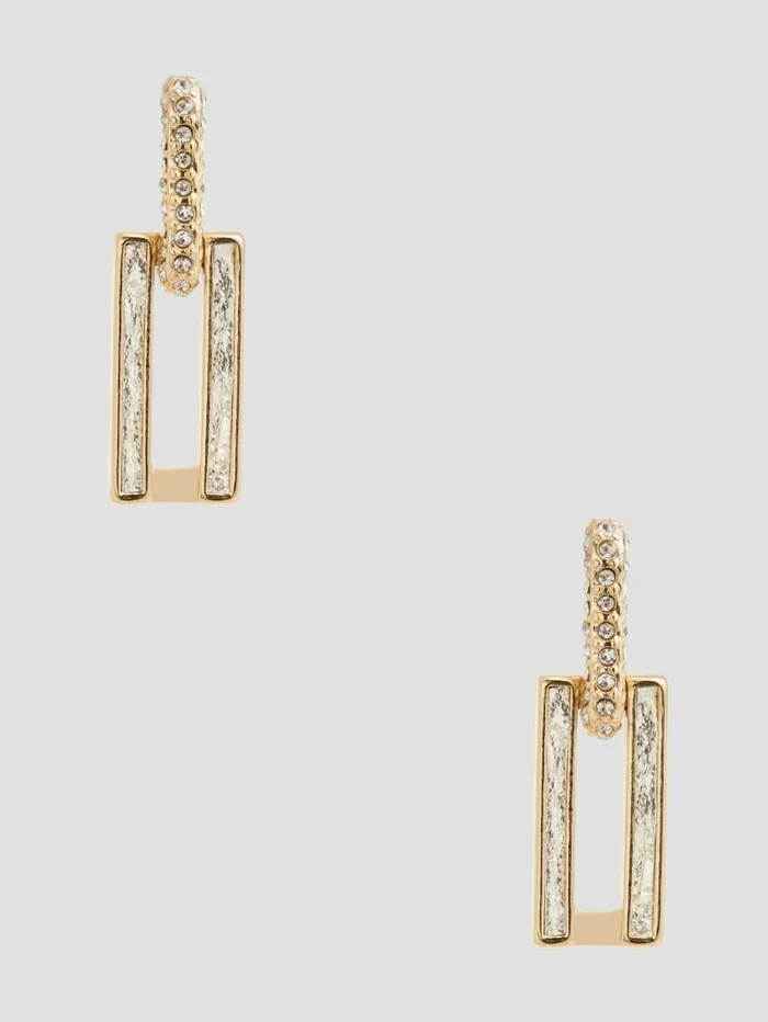 Jewelry Square Pav Metallic Earrings No Description 8211 GUESS Women