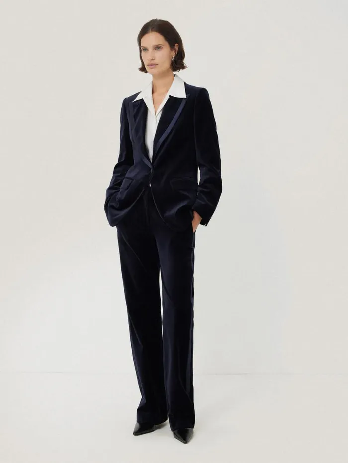 Jigsaw Ashby Velvet Blazer Navy Women Party