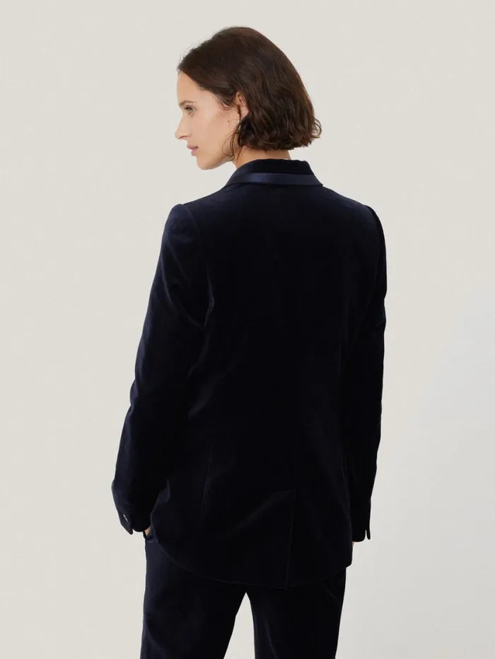 Jigsaw Ashby Velvet Blazer Navy Women Party