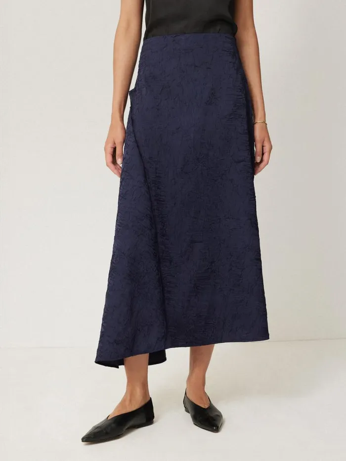 Jigsaw Asymmetric Textured Skirt Navy Women Party