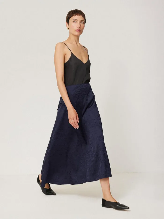 Jigsaw Asymmetric Textured Skirt Navy Women Skirts