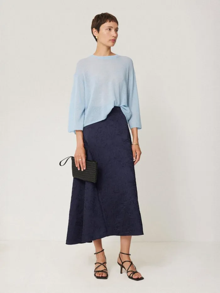 Jigsaw Asymmetric Textured Skirt Navy Women Skirts