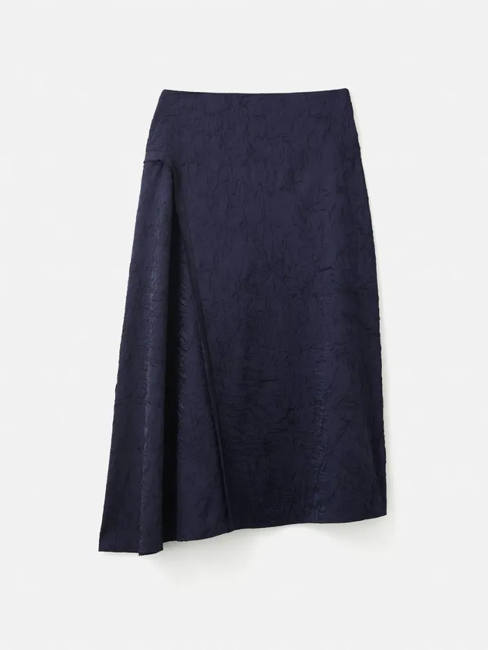 Jigsaw Asymmetric Textured Skirt Navy Women Skirts