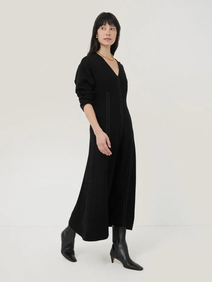 Jigsaw Batwing Stitched Dress Black Women Dresses and Jumpsuits