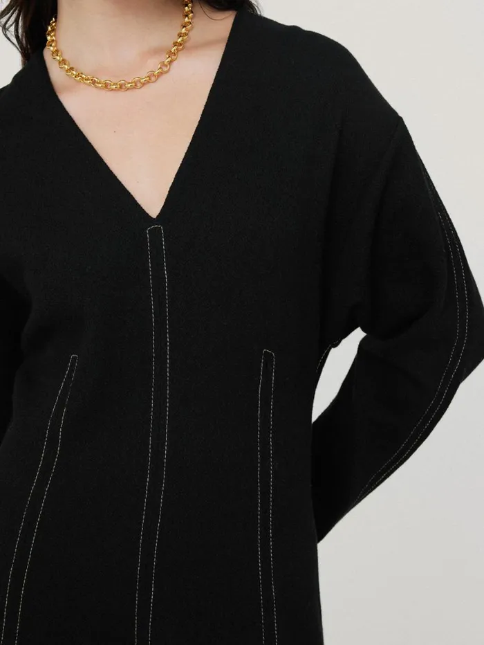 Jigsaw Batwing Stitched Dress Black Women Dresses and Jumpsuits