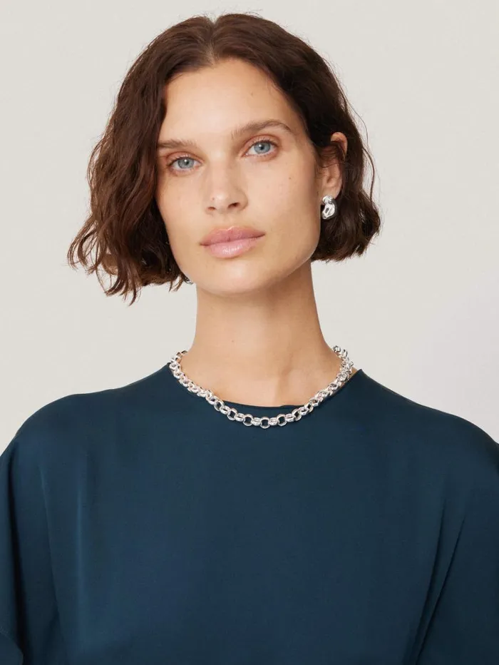Jigsaw Belcher Chain Necklace Silver Women Jewellery