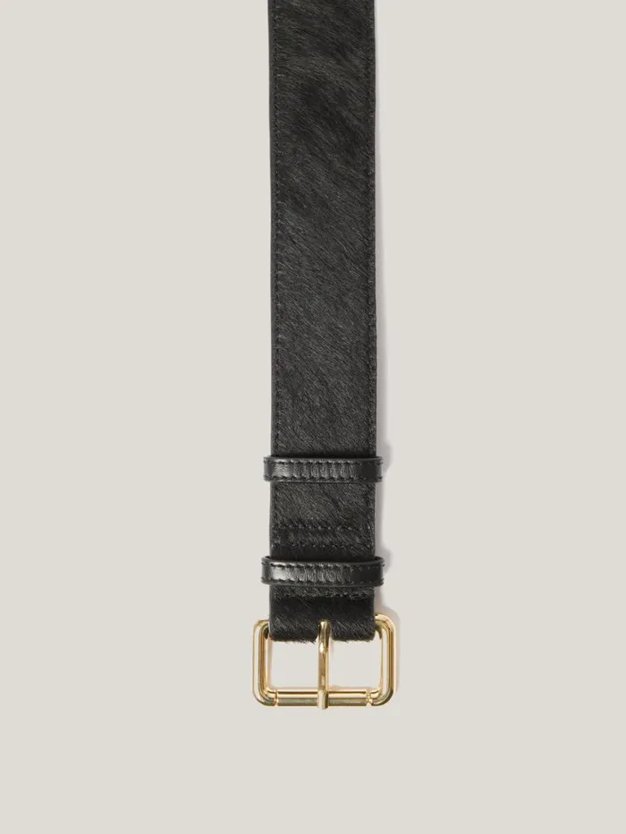 Jigsaw Black Calf Hair Belt Black Women Belts