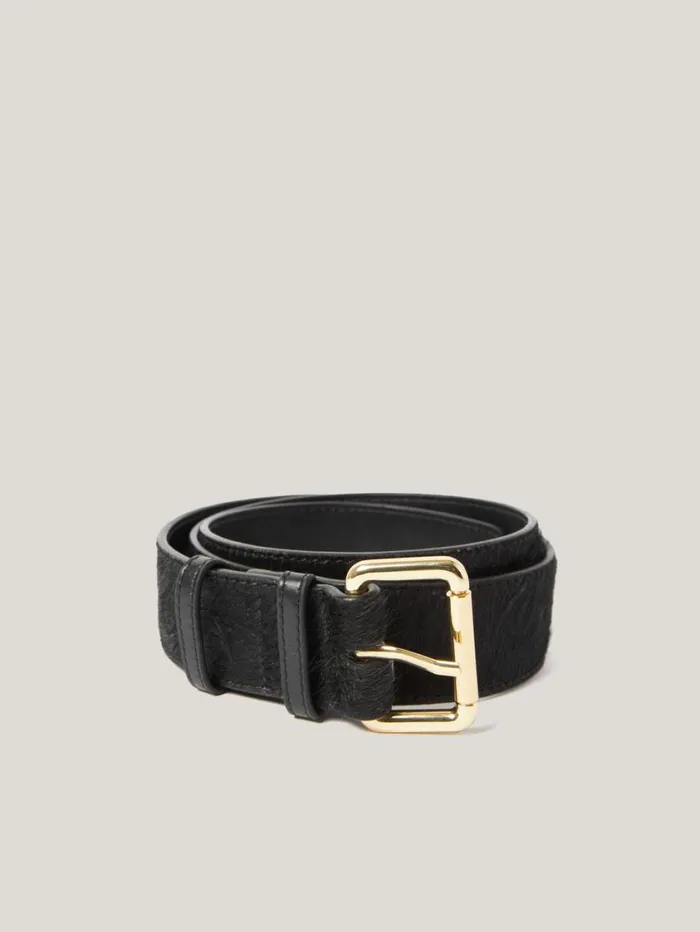 Jigsaw Black Calf Hair Belt Black Women Belts