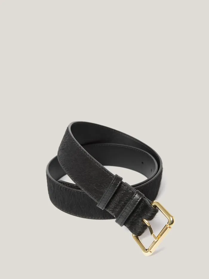 Jigsaw Black Calf Hair Belt Black Women Belts