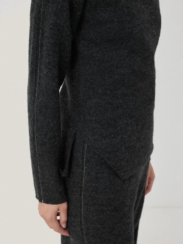 Jigsaw Boiled Wool Blend Batwing Top Dark Grey Women Coords