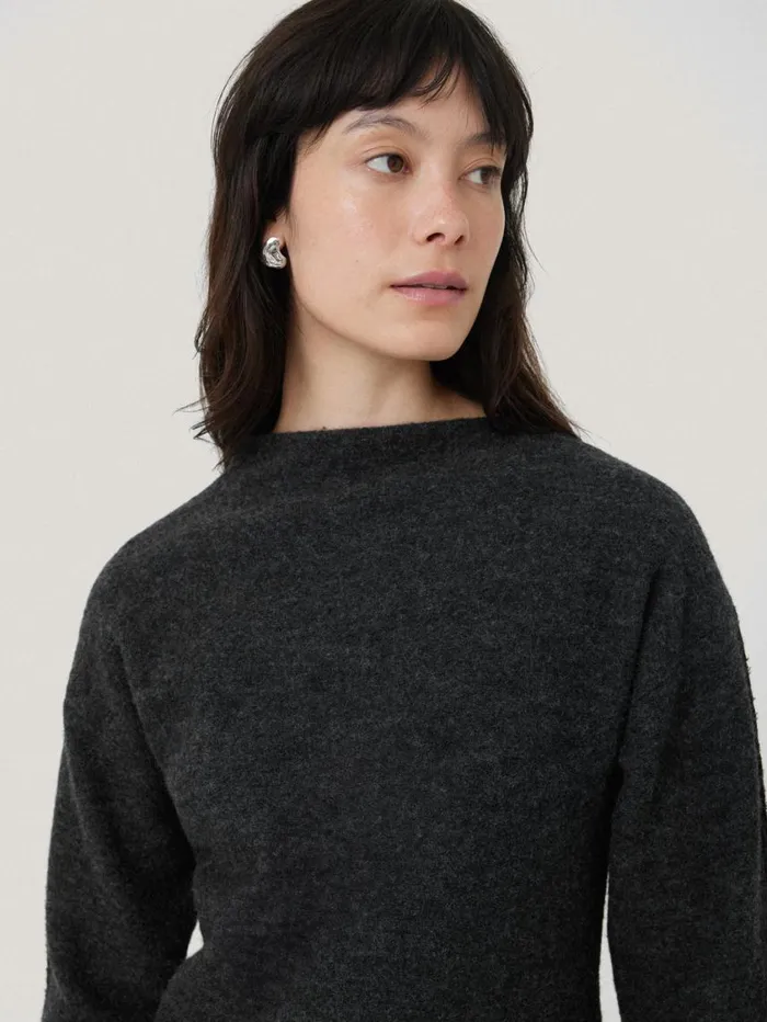 Jigsaw Boiled Wool Blend Batwing Top Dark Grey Women Coords