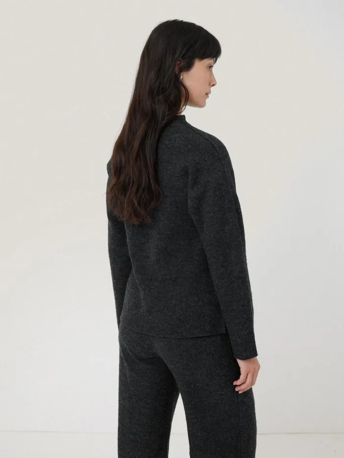 Jigsaw Boiled Wool Blend Batwing Top Dark Grey Women Coords