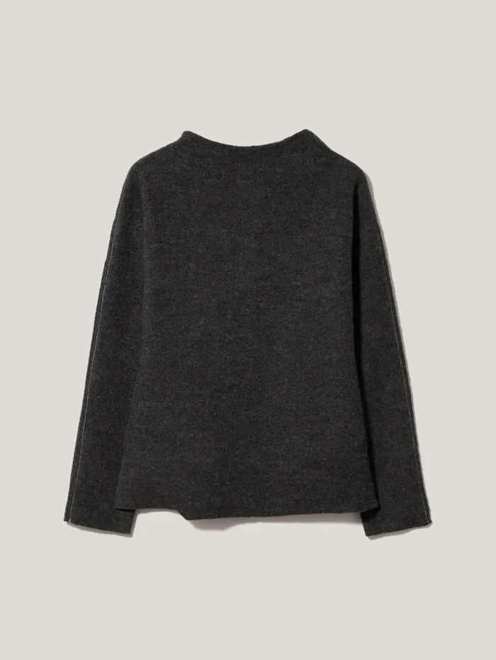 Jigsaw Boiled Wool Blend Batwing Top Dark Grey Women Coords