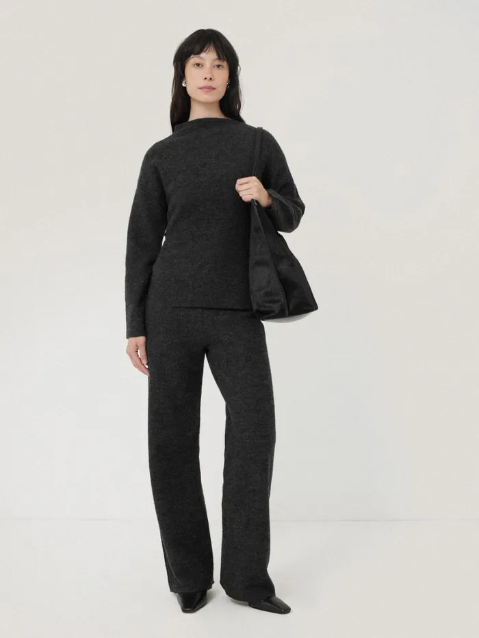 Jigsaw Boiled Wool Blend Trouser Dark Grey Women Coords