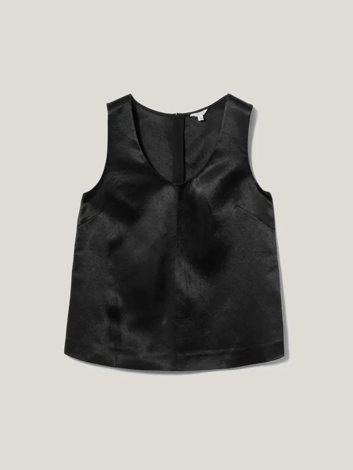 Jigsaw Bonded Satin Tank Top Black Women Shirts and Tops