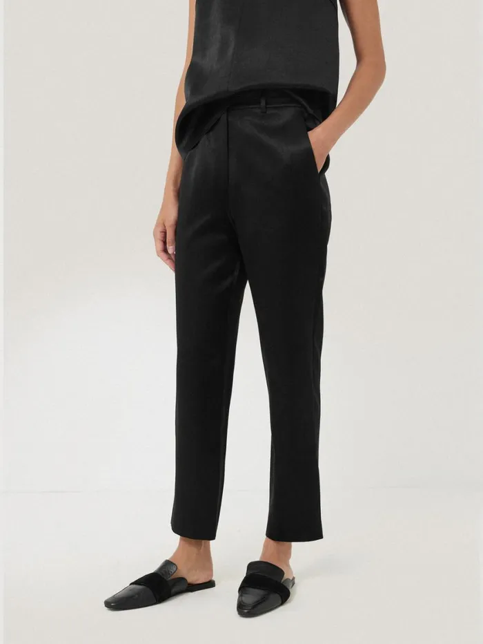 Jigsaw Bonded Satin Trouser Black Women Trousers