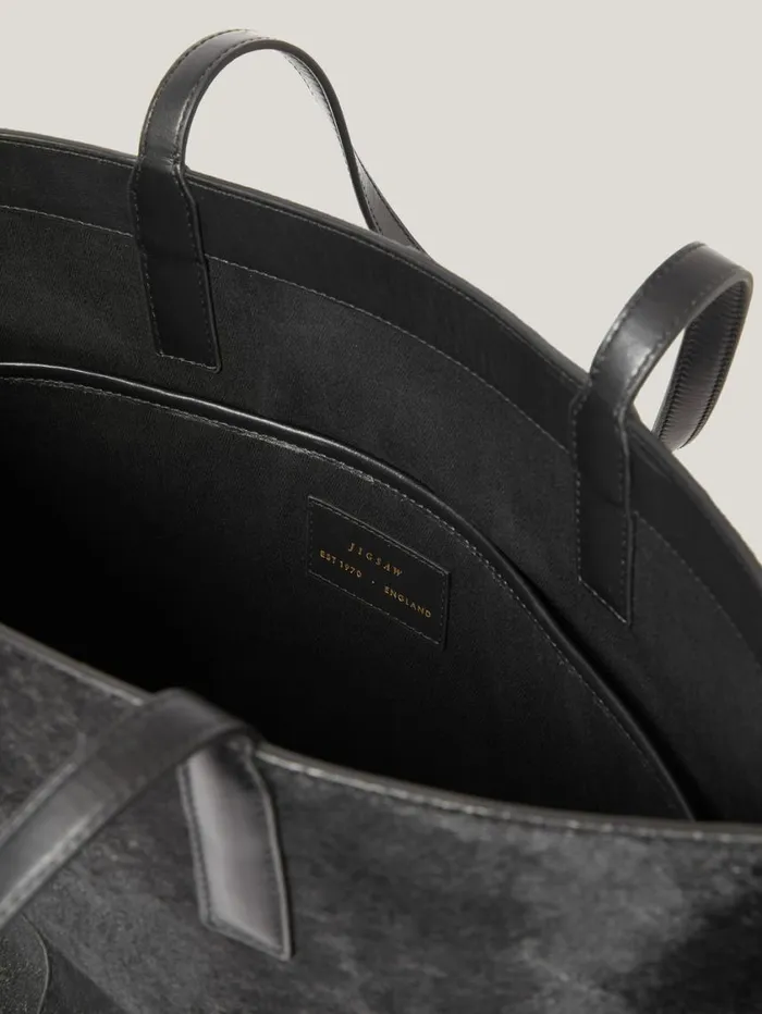 Jigsaw Calf Hair Leather Tote Black Women Wallets and Card Holders