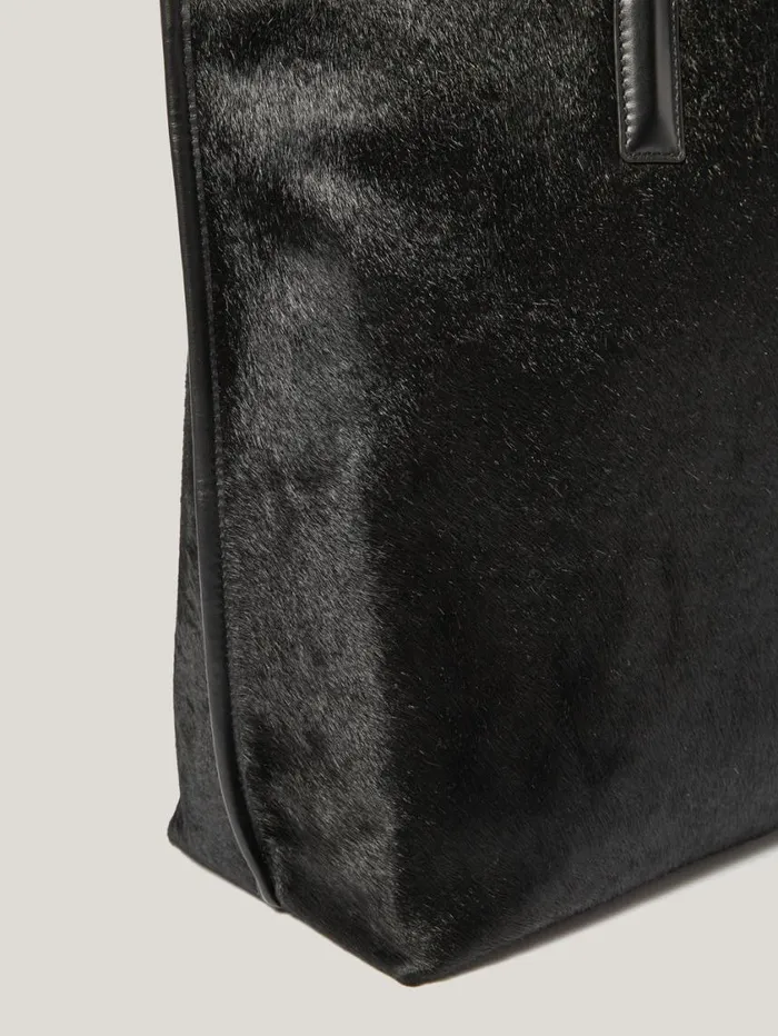 Jigsaw Calf Hair Leather Tote Black Women Wallets and Card Holders