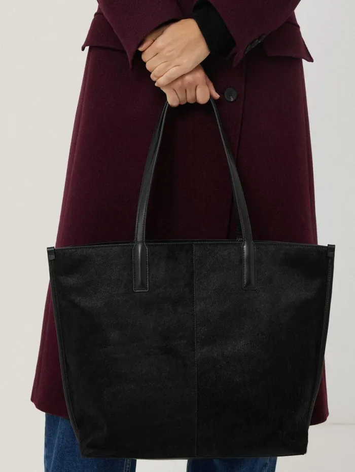 Jigsaw Calf Hair Leather Tote Black Women Wallets and Card Holders