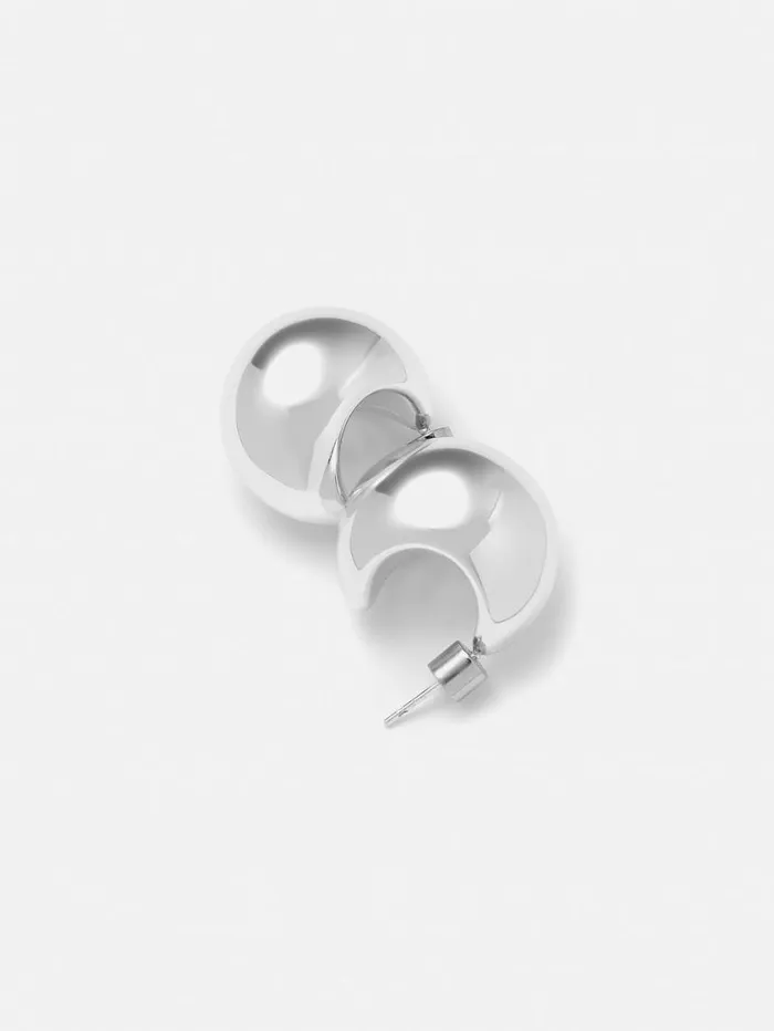 Jigsaw Chunky Dome Earrings Silver Women Party