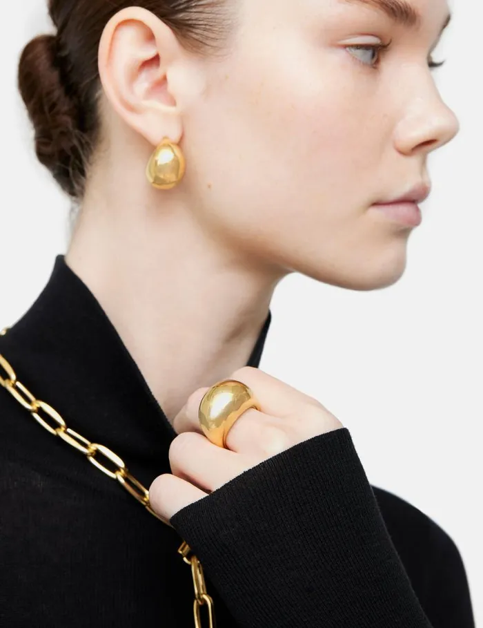 Jigsaw Chunky Dome Ring Gold Women Jewellery