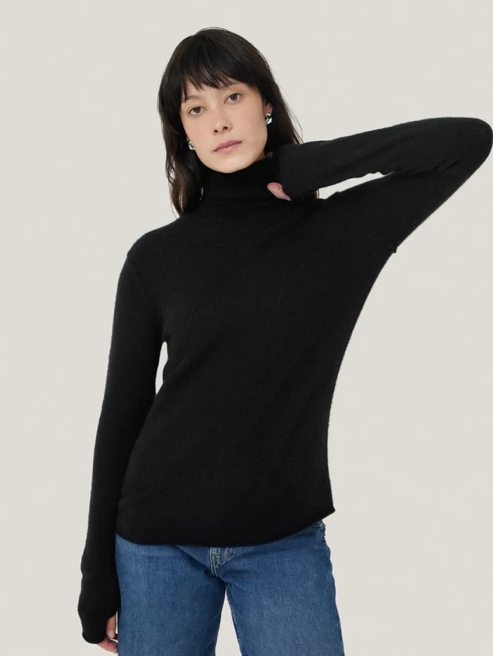 Jigsaw Cloud Cashmere Polo Jumper Black Women Knitwear and Cashmere