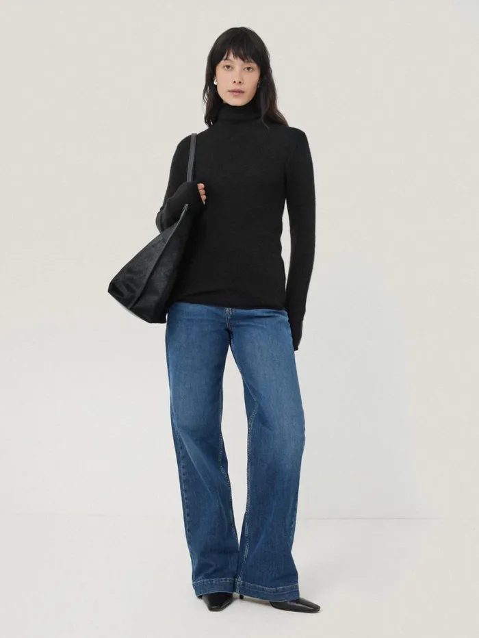 Jigsaw Cloud Cashmere Polo Jumper Black Women Knitwear and Cashmere