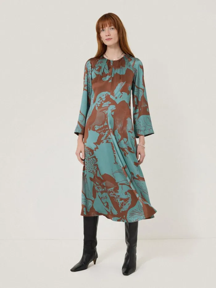 Jigsaw Collage Stitch Detail Dress Blue Women Party