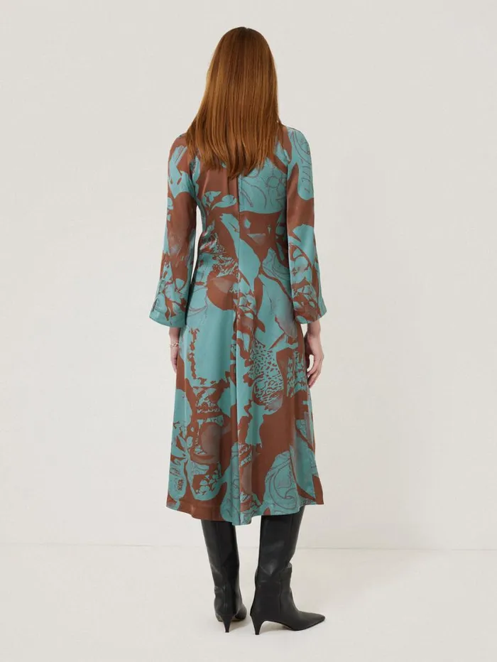 Jigsaw Collage Stitch Detail Dress Blue Women Party