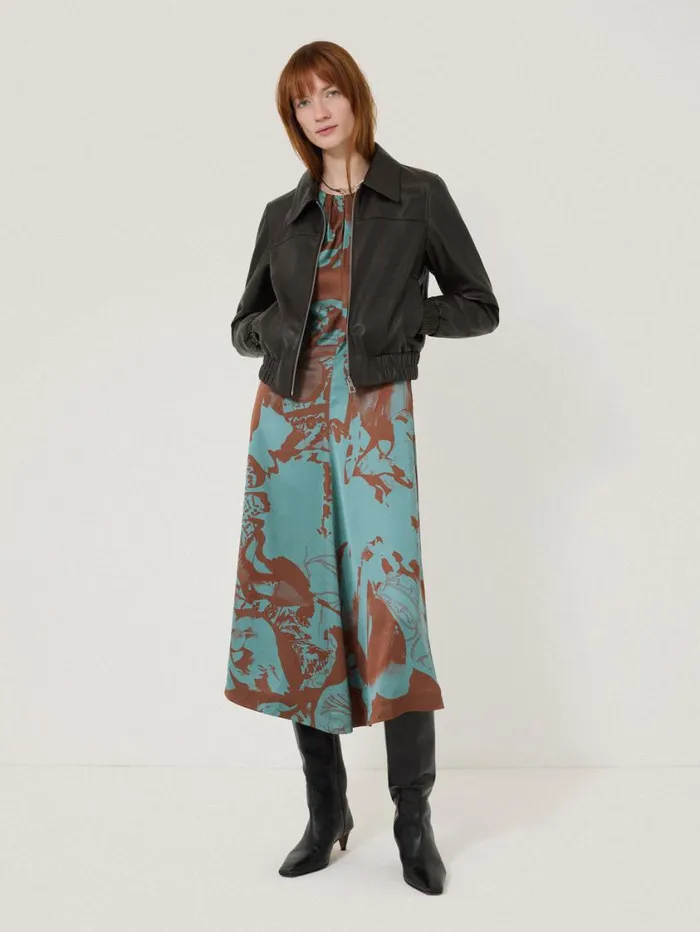Jigsaw Collage Stitch Detail Dress Blue Women Party