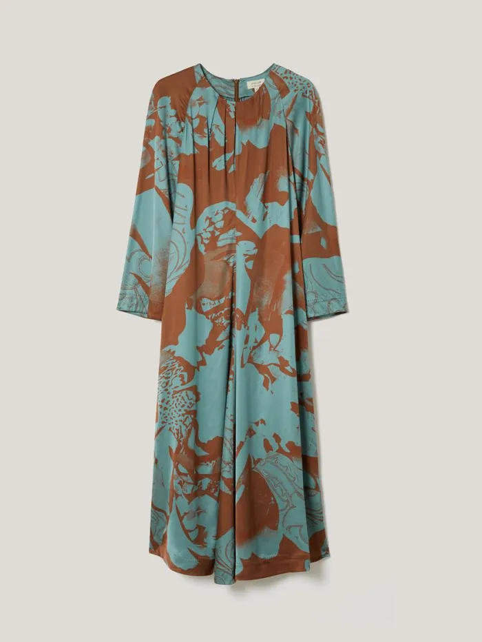 Jigsaw Collage Stitch Detail Dress Blue Women Party