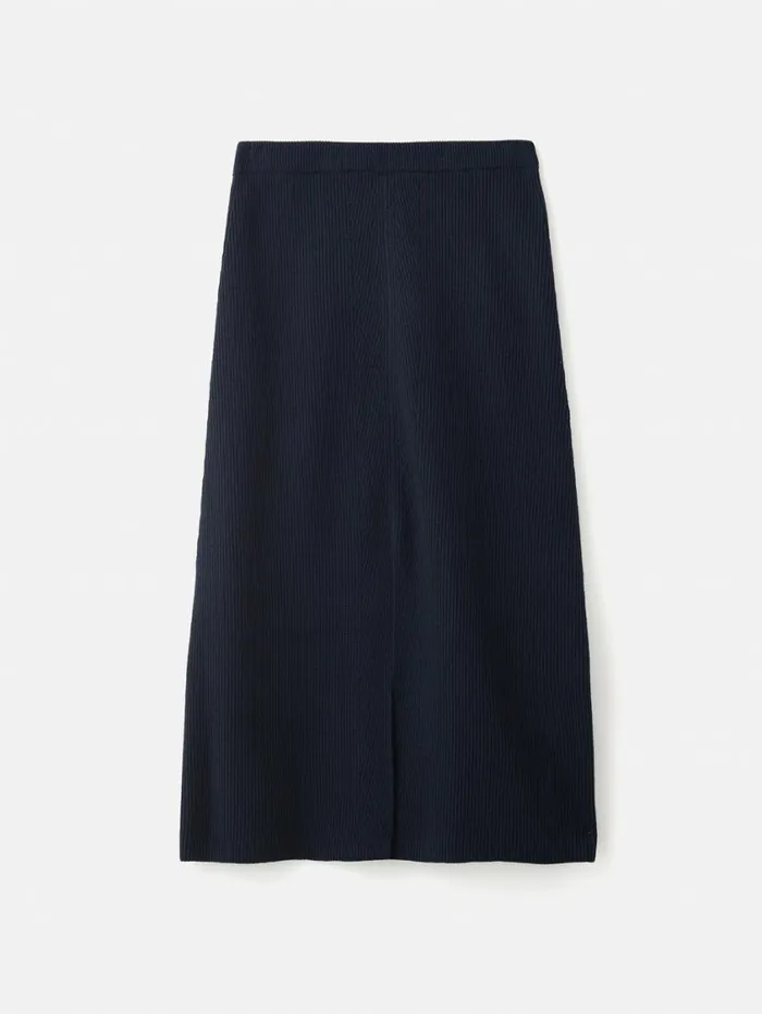 Jigsaw Cotton Blend Knitted Skirt Navy Women Knitwear and Cashmere