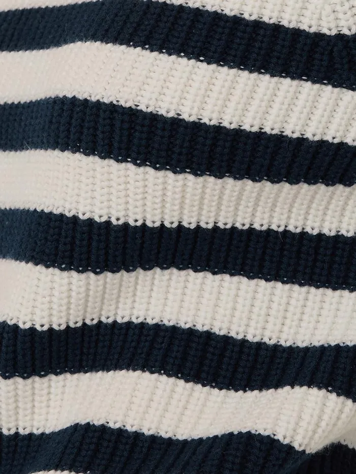Jigsaw Cotton Blend Stripe Jumper Navy Women Knitwear and Cashmere