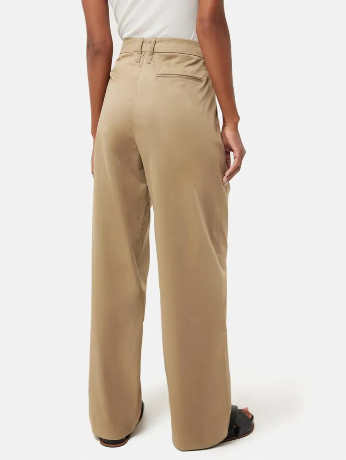 Jigsaw Cotton Pleat Front Trouser Stone Women Trousers