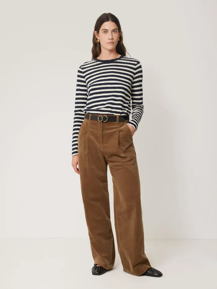 Jigsaw Cotton Slub Stripe Long Sleeve Tee Navy Women Pyjamas and Loungewear