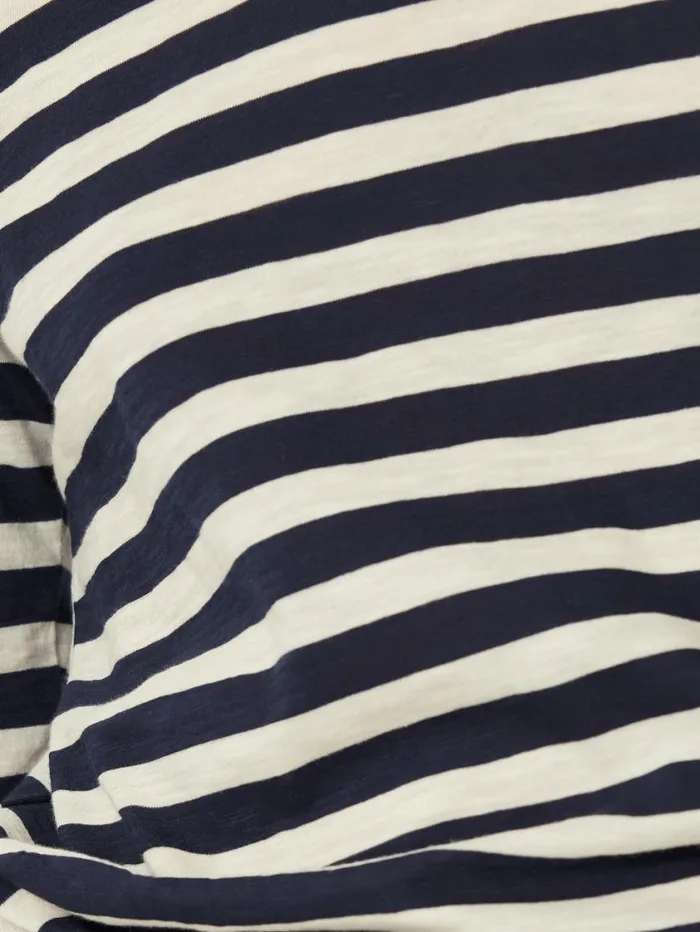 Jigsaw Cotton Slub Stripe Long Sleeve Tee Navy Women Pyjamas and Loungewear
